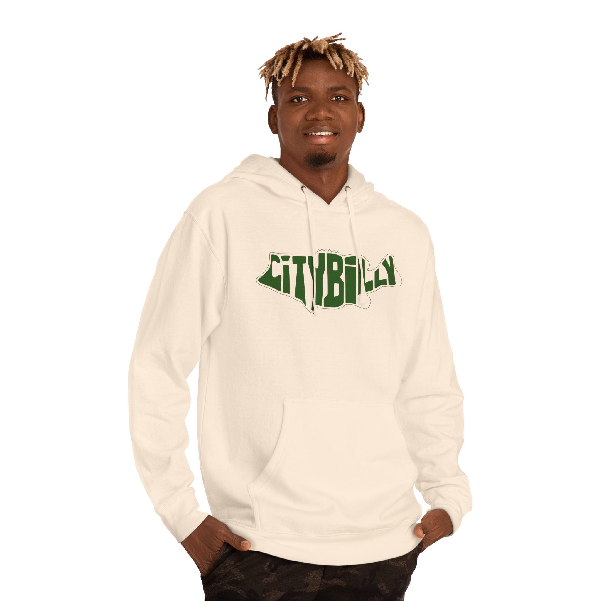 CityBilly Logo Hoodie - Bone / OD Green
