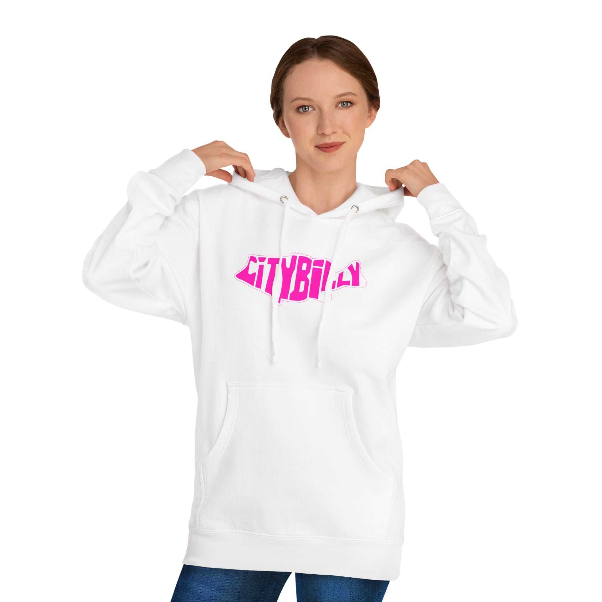CityBilly Logo Hoodie - White / Pink